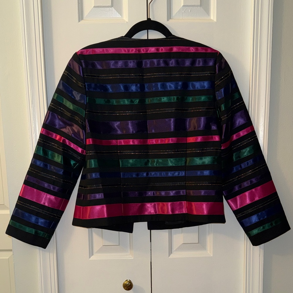 Talbots Vibrant Striped Blazer with Black Ribbon Accents size 8 - Picture 9 of 14